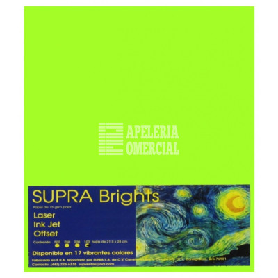 PAPEL FLOURESCENTE T.CARTA C/U VERDE LIMA