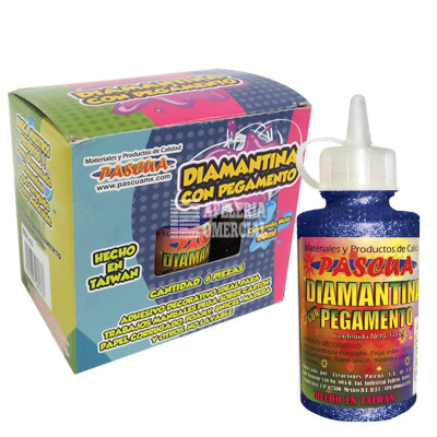 PEGAMENTO CON DIAMANTINA 60 ML AZUL REY 
