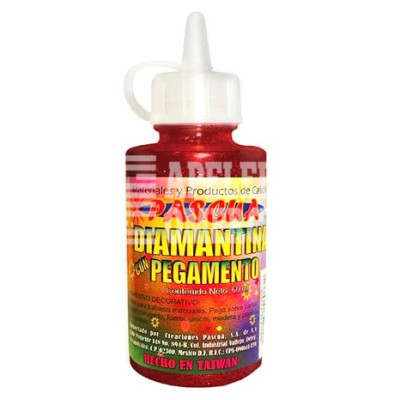 PEGAMENTO CON DIAMANTINA 60 ML. ROJO