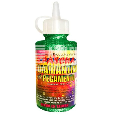 PEGAMENTO CON DIAMANTINA 60 ML. VERDE